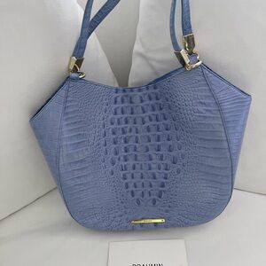 Brahmin Periwinkle Croc-Embossed Shoulder Bag
